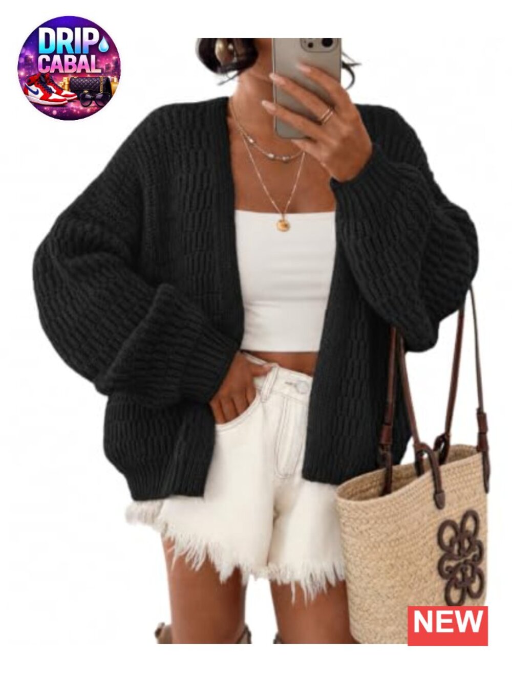 Chunky Knit Open Front Cardigan Sweater Long Sleeve Loose Fit Fall Winter